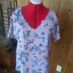 floral cold shoulder top